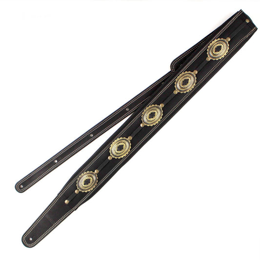 RICHTER GUITAR STRAP SPRINGBREAK I CONCHO BLACK / OLD BRASS Model 1545