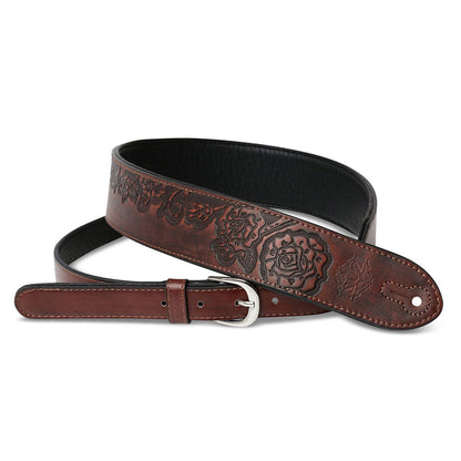 ISUZI MS01 Orange Leather guitar strap